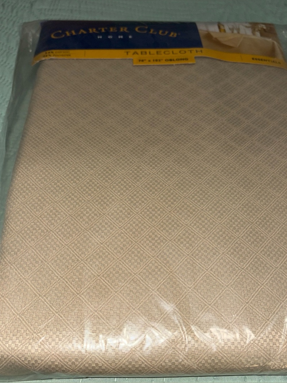 Charter Club Banquet Tablecloth 70"x120" Cotton/Polyester, TAN Oblong. New